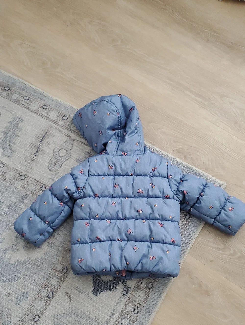 Oshkosh B'gosh Toddler Girls Blue Floral Hooded Winter Jacket Coat Sz2T